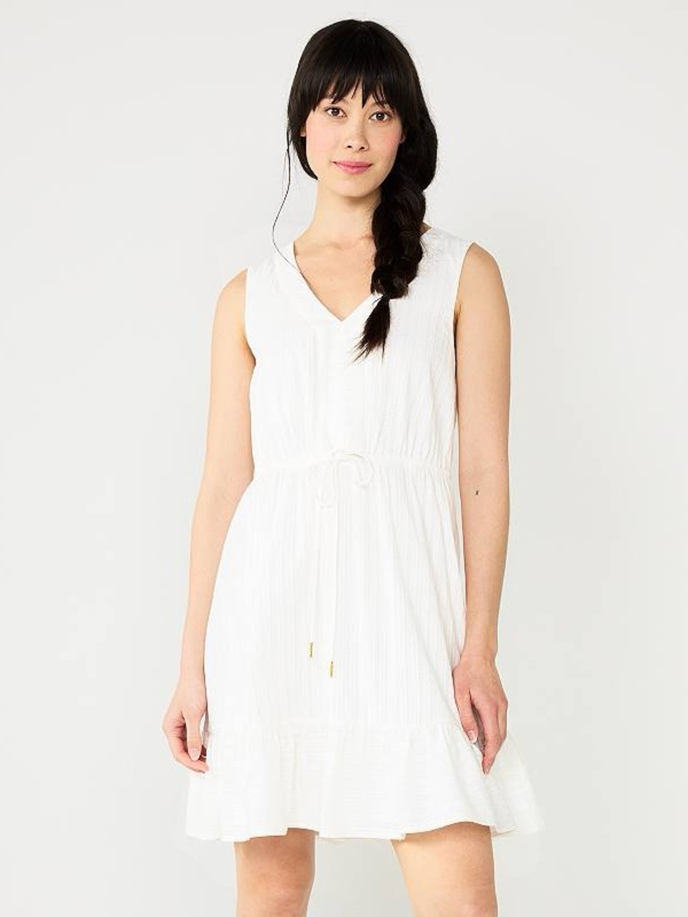 Draper James RSVP White Cotton Sleeveless V-Neck Tiered Sundress Medium